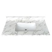Dessus de meuble-lavabo Luxo Marbre blanc veiné noir 49 po x 22 po