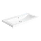 Luxo Marbre Vanity Countertop and Sink - Single-Hole Faucet Configuration - 37-in W x 22-in D - White Synthetic Marble