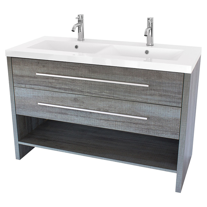 Luxo Marbre Double Sink Vanity 2 Drawers 1 Shelf 48 1 2
