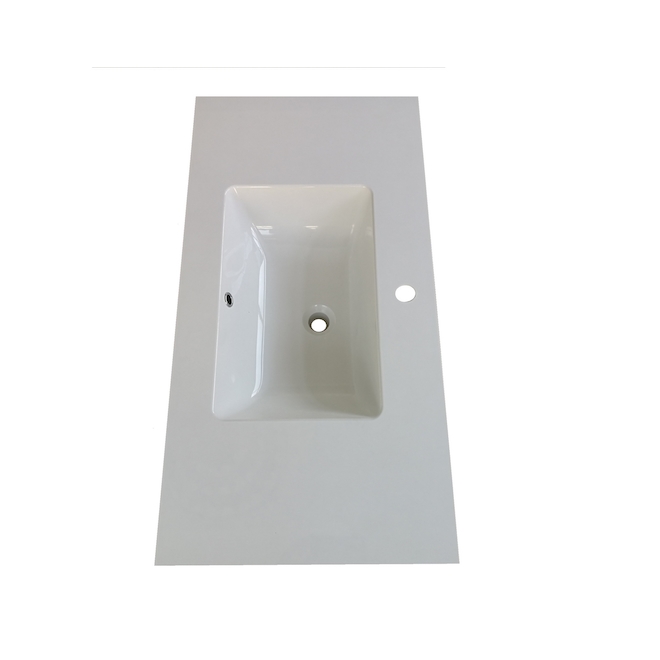 Meuble-lavabo Luxo Marbre Tender 18,12 po  dessus en polymarbre blanc 1 évier