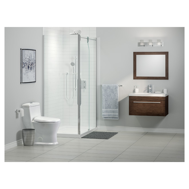 Luxo Marbre Relax Bathroom Vanity - Integrated Sink - 30-1/8-in Width - Alamo Oak - Overflow Drain - 4-in Centreset