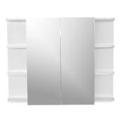 Medicine Cabinet with Mirror - 2 Doors - 6 Shelves - White