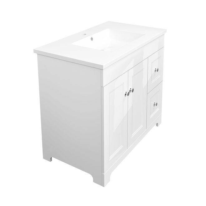 Luxo Marbre Classic Bathroom Vanity with 2 Doors and 2 Drawers 37-in ...