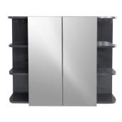 2-Door Medicine Cabinet With Mirror - Grey