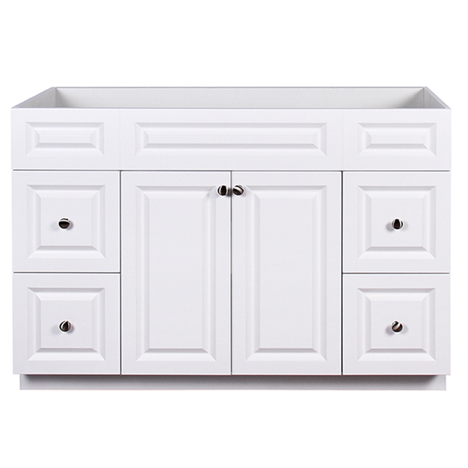 Meuble-lavabo de 48 po par Luxo Marbre - 2 portes/4 tiroirs, blanc