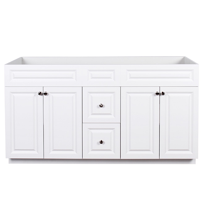 Luxo Marbre West Vanity Shaker Style with 4 Doors and 2 Drawers 60-in White