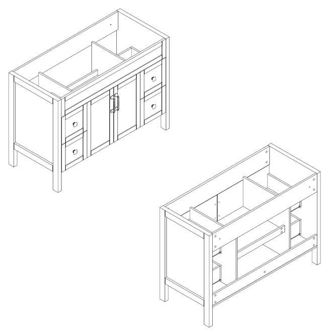 Meuble-lavabo Nord Luxo Marbre, 48 po x 21 po x 34 po, 2 portes et 4 tiroirs, blanc mat