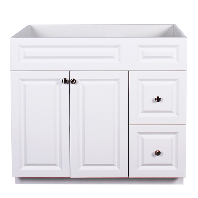 Meuble-lavabo, Nord, 2 portes/2 tiroirs, blanc mat, 36 x 35 3/4