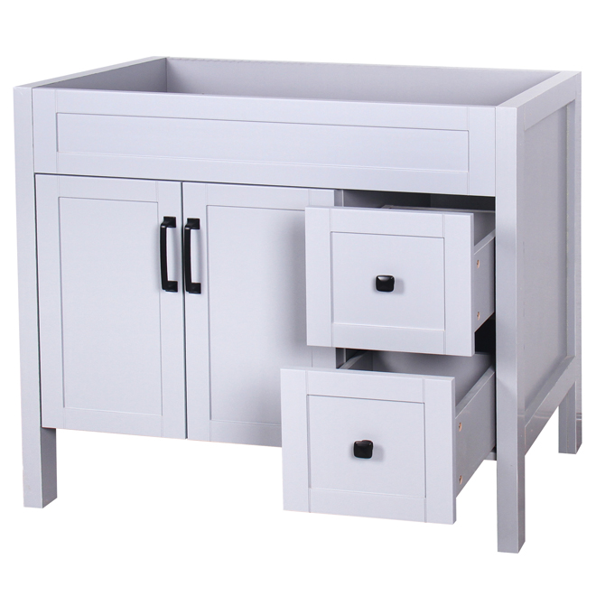 Luxo Marbre Nord Bathroom Vanity - 36-in x 21-in x 34-in - 2 Doors and 2 Drawers - Matte White