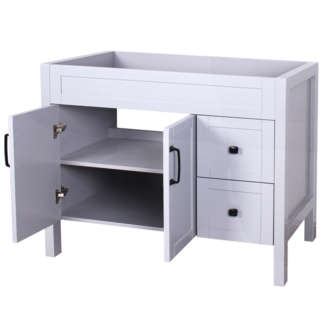 Luxo Marbre Nord Bathroom Vanity - 36-in x 21-in x 34-in - 2 Doors and 2 Drawers - Matte White