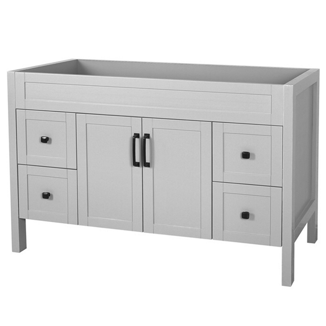 Luxo Marbre Nord Bathroom Vanity - 48-in x 21-in x 34-in - 2 Doors and 4 Drawers - Matte Grey