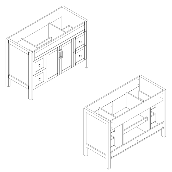 Luxo Marbre Nord Bathroom Vanity - 48-in x 21-in x 34-in - 2 Doors and 4 Drawers - Matte Grey