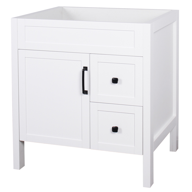 Meuble-lavabo Nord Luxo Marbre, 30 po x 21 po x 34 po, 1 portes et 2 tiroirs, blanc mat