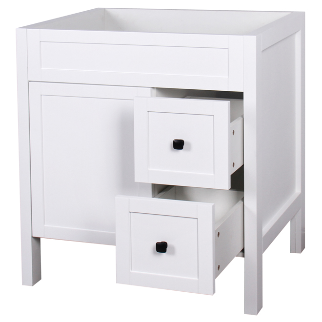 Meuble-lavabo Nord Luxo Marbre, 30 po x 21 po x 34 po, 1 portes et 2 tiroirs, blanc mat