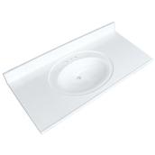Dessus Luxo Marbre pour meuble-lavabo marbre synthétique blanc ovale 49 po x 22 po