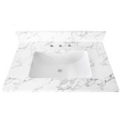 Dessus de meuble-lavabo Luxo Marbre, marbre synthétique, blanc quartz, 31 po l. x 22 po P.