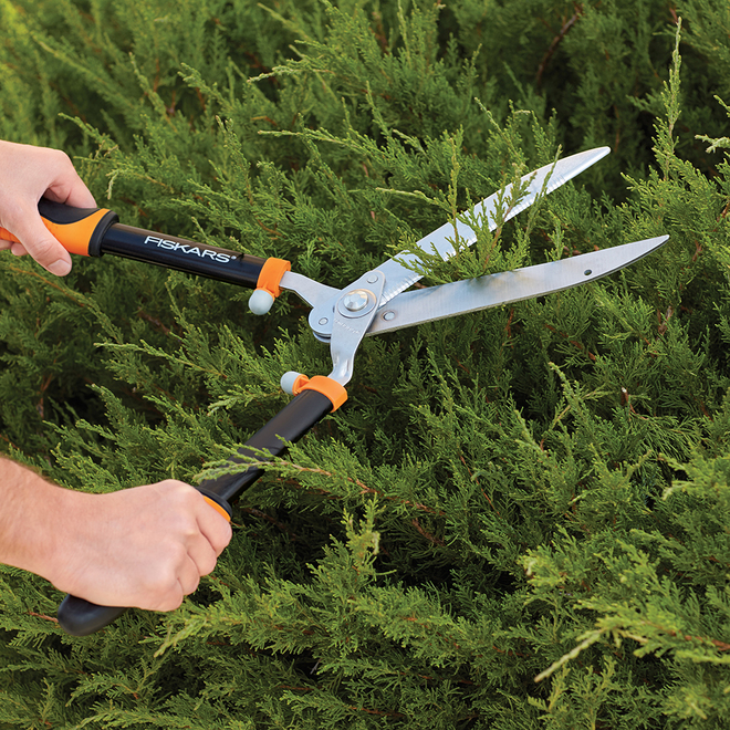 Power Lever 8-Inch Hedge Shears with Soft Grip Handle Black/Orange 