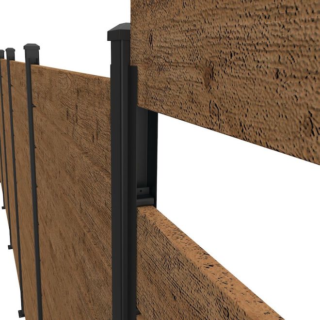 Image of Barrette | Black Steel Channels For Wood Board Fencing - 2/pack | Rona