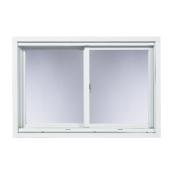 Fenêtre coulissante Supervision, cadre en bois recouvert de vinyle, blanche, 45,5 po x 45,5 po