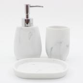A&E Ellis Marble Finish Bathroom Accessories Set - 3 Pieces - Plastic