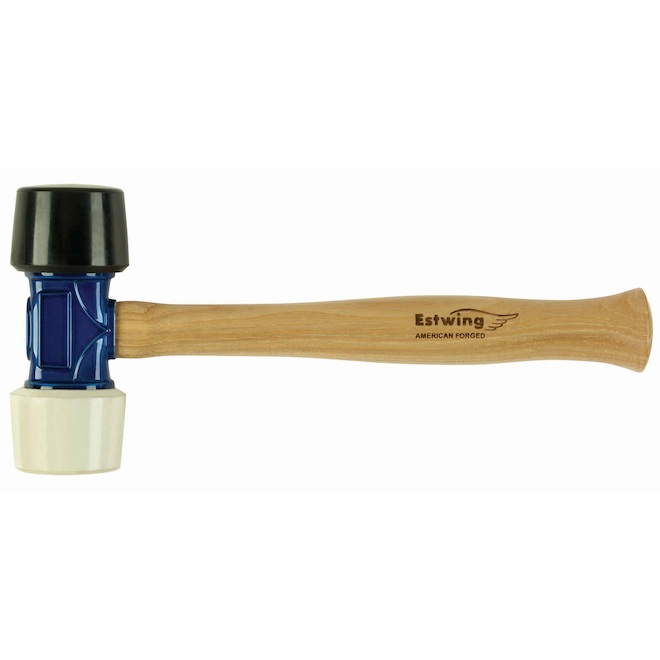 Marteau Caoutchouc Double Face - Tête Bleue/noire 24mm, Poignée Antidérapante