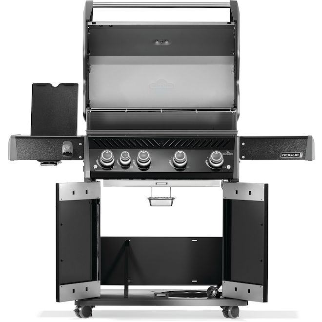 Barbecue au gaz propane Rogue PRO 525 Napoléon avec 4 brûleurs et 1 brûleur latéral, 90 000 BTU, noir