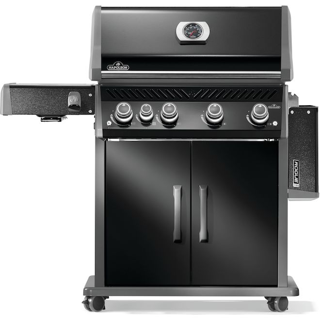 Barbecue au gaz propane Rogue PRO 525 Napoléon avec 4 brûleurs et 1 brûleur latéral, 90 000 BTU, noir