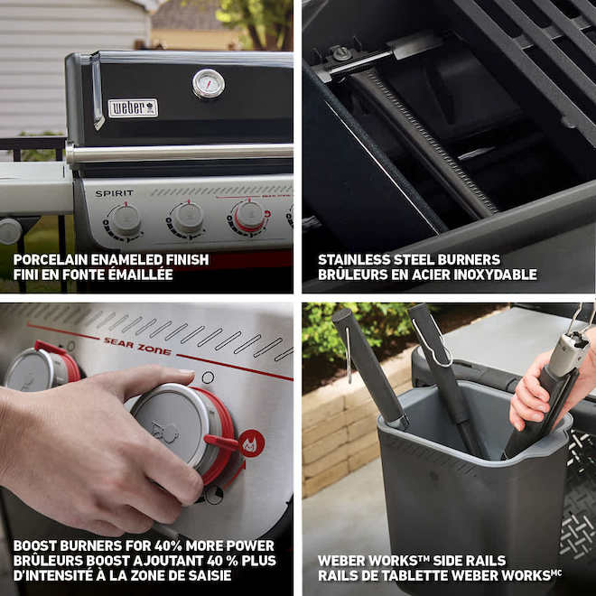 Weber SPIRIT E-435 Propane Gas Grill with 4 Burners and Side Burner - 47 000 BTU