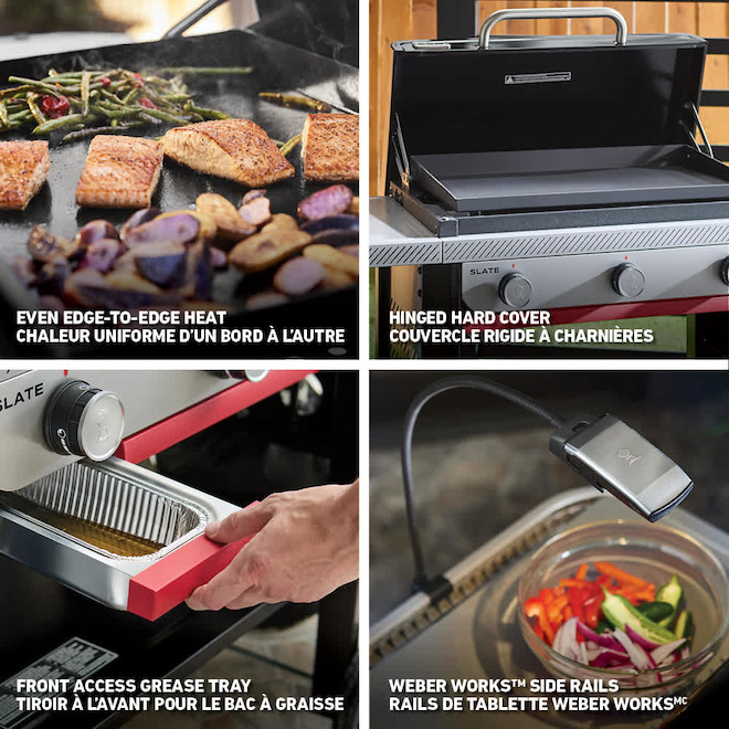 Weber Slate Griddle Natural Gas 28-in with 3 Burners 36 000 BTU - Black