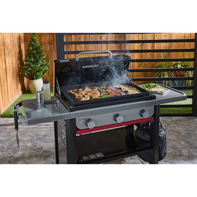 Weber Slate Griddle Natural Gas 28-in with 3 Burners 36 000 BTU - Black