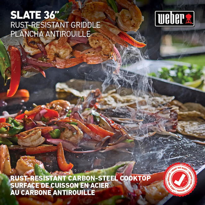 Weber Slate Griddle Natural Gas 36-in with 4 Burners 48 000 BTU - Black