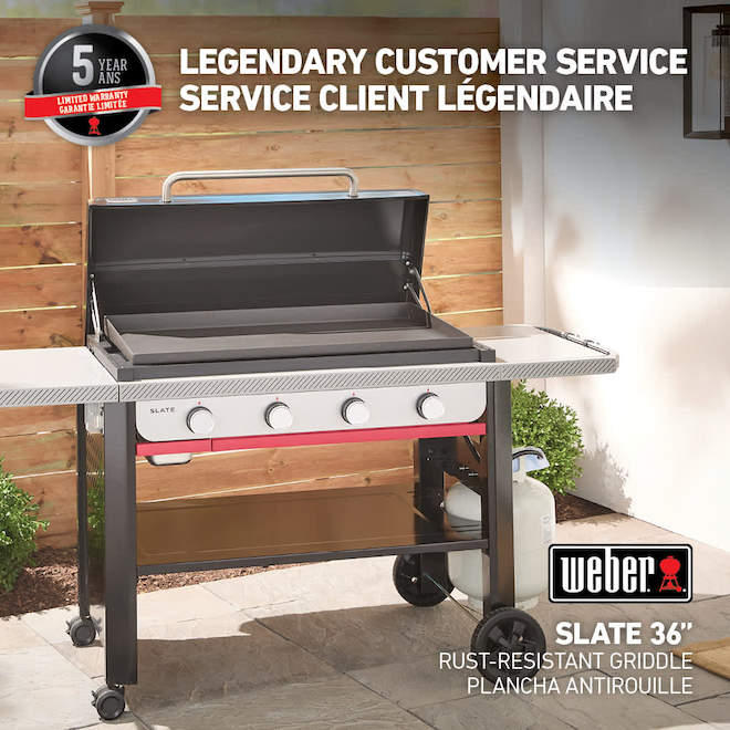 Weber Slate Griddle Natural Gas 36-in with 4 Burners 48 000 BTU - Black