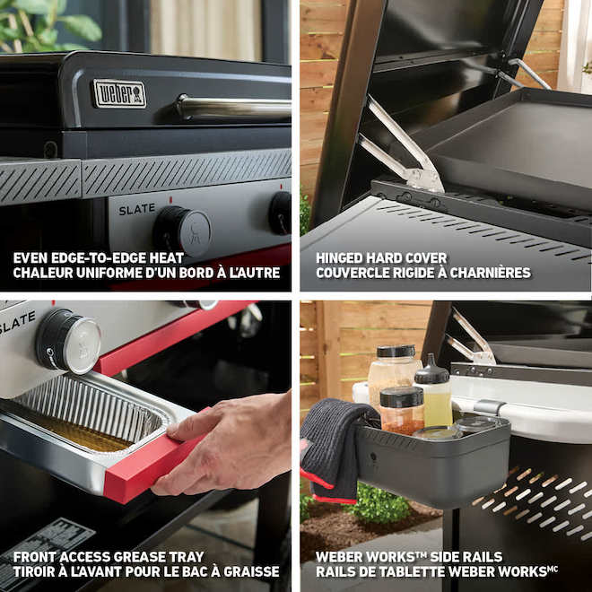 Weber Slate Griddle Propane Gas 36-in with 4 Burners 48 000 BTU - Black