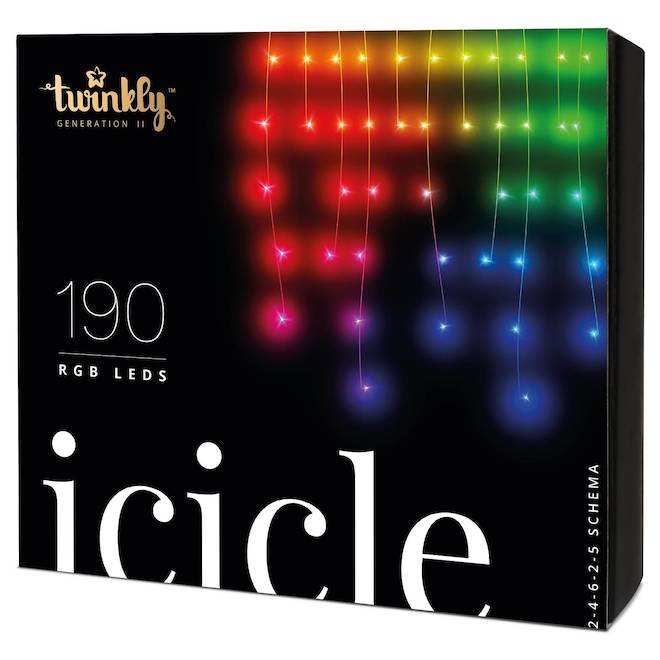 Twinkly 190-Light Multicolour Icicle Smart LED Christmas Lights