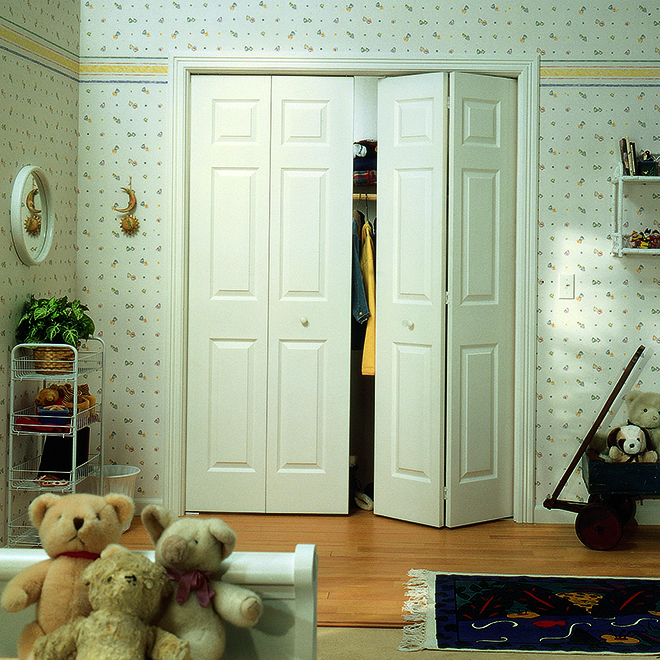 METRIE 30-in x 80-in 6-Panel Textured Primed Bifold Interior Door