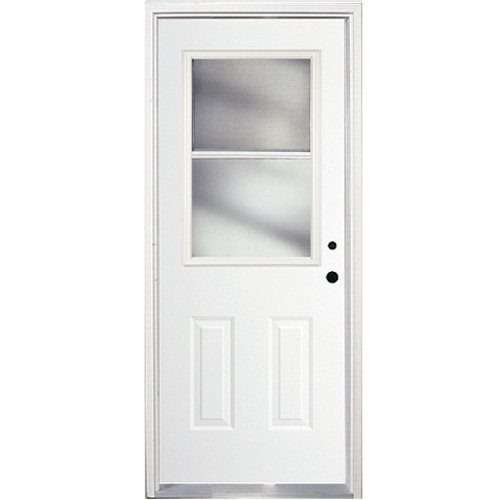 Porte d'entrée avec demi-fenêtre Masonite acier blanc fenêtre guillotine 32 po l. x 80 po h.