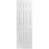 Metrie Interior Door - 6-Panel - Primed Finish - Hardboard - Lockset Bore - Hollow Core