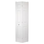 Metrie Interior Bifold Door - 6-Panel - Primed White - Hollow Core - 28-in W x 80-in H x 1 3/8-in