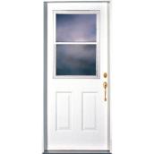 Masonite Half Lite Entry Door - White-Painted Steel - Venting Window Insert - 36-in W x 80-in H