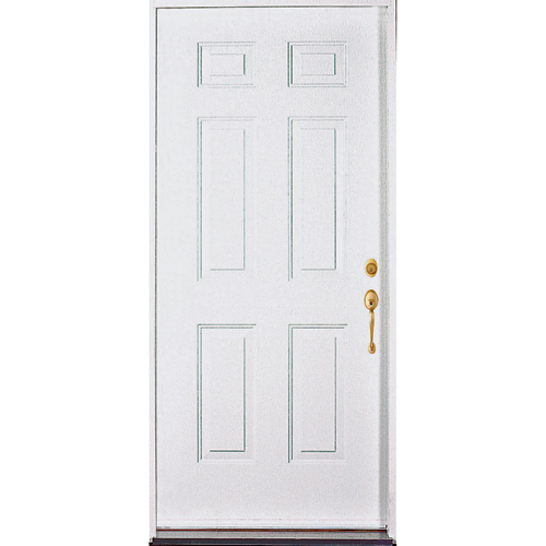 Porte d'entrée blanche en acier de Masonite, conception traditionnelle à 6 panneaux, Energy Star, 32 po l. x 80 po h.
