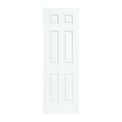 Masonite 6-panel 24-Gauge Steel Entry Slab Door - White Primed Finish - 35 3/4-in W x 79-in H - Universal Swing