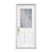 Masonite White Steel Entry Door - Durable - 2 Panels - Glass Half-Lite - 32-in W x 80-in H