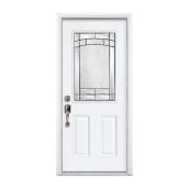 Masonite Element Steel Entry Door with Decorative Glass Half-Lite - 36-in W x 80-in L - 4 9/16-in D Jamb - 2 Panels