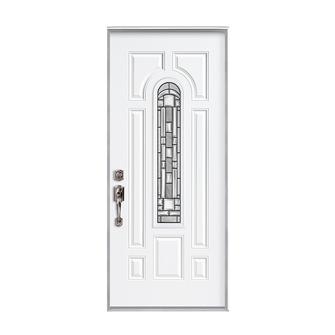 Masonite Exterior Door - White - Left-Handed - 8-Panel - Steel - Napels Glass - 36-in W x 80-in H