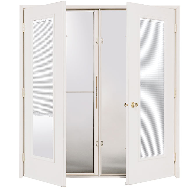 Masonite Garden Door - Clear Glass - Retractable Mini Blinds - White