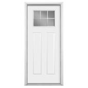 Masonite Durable White Steel Entry Door - 2 Panels - 36-in W x 80-in H - 6-Pane 1/4 Glass Lite