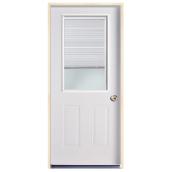 Masonite 34-in x 80-in Right-Hand Steel Door with with ½ Glass/Blind