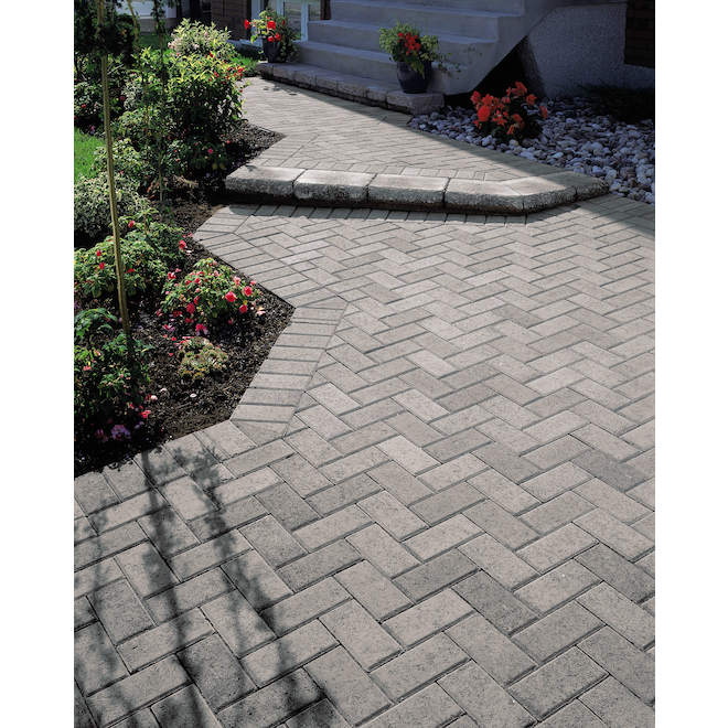 Permacon Heritage Paving Block Concrete Cast Stone Grey 8-in L x 4-in W x 2-in H