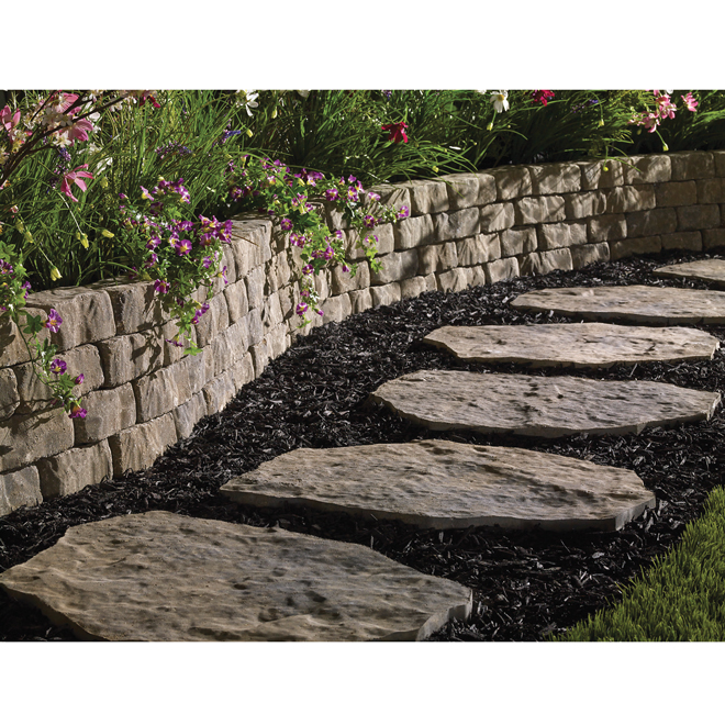 Oldcastle Mini Beltis Garden Wall Block Concrete Beige/Black - 5 x 9-in