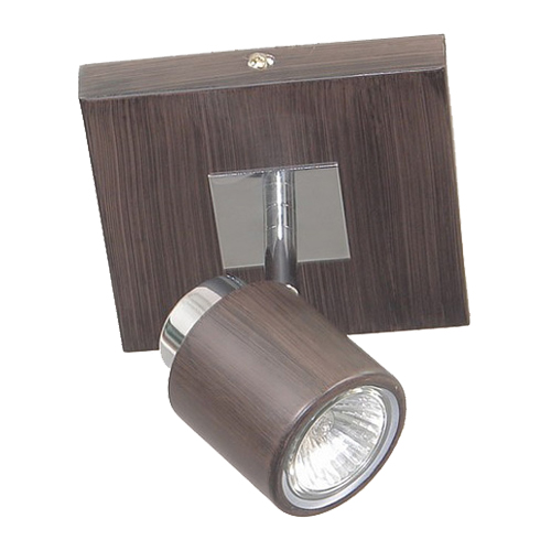 Uberhaus Spotlight-Style Ceiling Track Light - Flush Mount - Wood Finish with Chrome Accents - Pivoting Head - 35-Watt